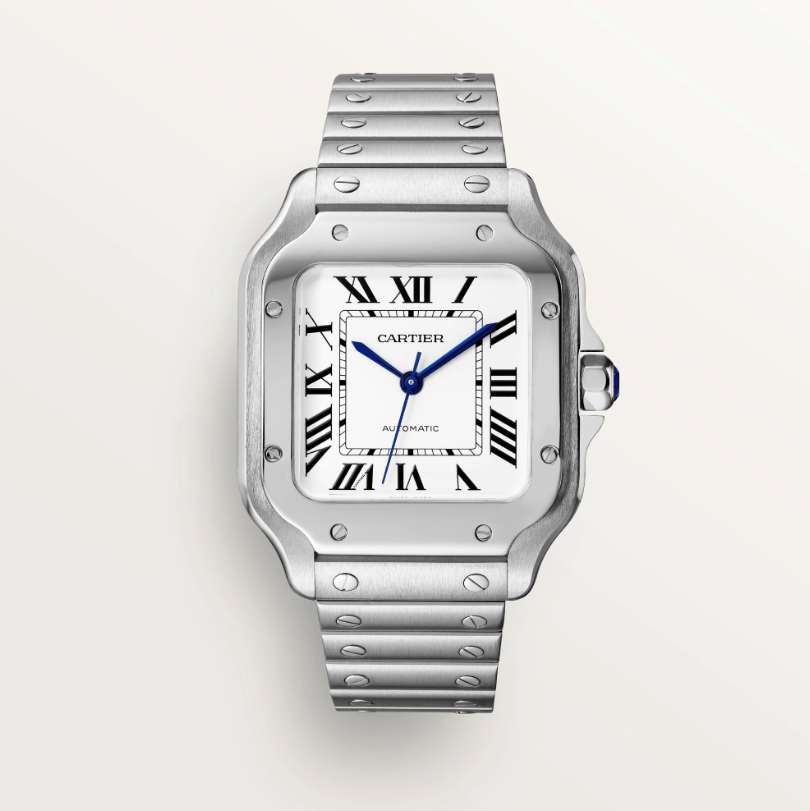 <p><a href="https://www.cartier.com/en-us/watches/collections/santos-de-cartier/santos-de-cartier-watch-CRWSSA0029.html?adlsid=c%7Cg%7CID_WSSA0029%7C132046408550&gclid=Cj0KCQjwy5maBhDdARIsAMxrkw0aOO-annGK2W5UpS21TT5WyK5_gL2lHa-rSypv_Ts3UacxAjwoyJgaAhmrEALw_wcB&gclsrc=aw.ds" rel="nofollow noopener" target="_blank" data-ylk="slk:Shop Now;elm:context_link;itc:0;sec:content-canvas" class="link rapid-noclick-resp">Shop Now</a></p><p>Santos de Cartier Watch</p><p>Cartier.com</p><p>$7050.00</p><span class="copyright">Cartier</span>