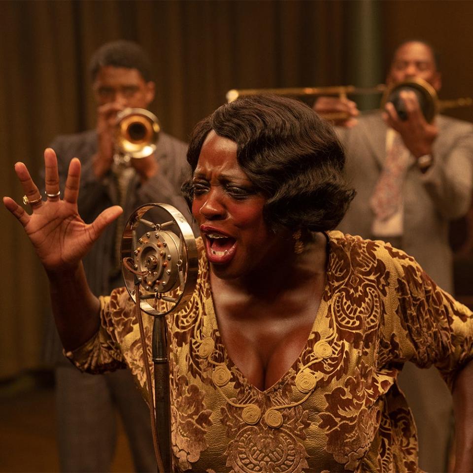 <p>Watching Viola Davis deliver a sweaty, swaggering performance as blues legend Ma Rainey in George C. Wolf's single-set film is an experience in itself. She's gritty, she's mesmerizing, she's Viola Davis. Amazingly, however, the film delivers not one but several outstanding performances, specifically the brash and transformative trumpeter played by Chadwick Boseman. The brilliant piece of acting would also be his last, as he <a href="https://www.harpersbazaar.com/celebrity/latest/a37422371/chadwick-boseman-tributes-one-year-anniversary-death/" rel="nofollow noopener" target="_blank" data-ylk="slk:died from cancer;elm:context_link;itc:0;sec:content-canvas" class="link ">died from cancer</a> shortly after filming.</p><p><a class="link " href="https://www.netflix.com/search?q=Ma+Rainey%27s+Black+Bottom&jbv=81100780" rel="nofollow noopener" target="_blank" data-ylk="slk:WATCH;elm:context_link;itc:0;sec:content-canvas">WATCH</a></p>