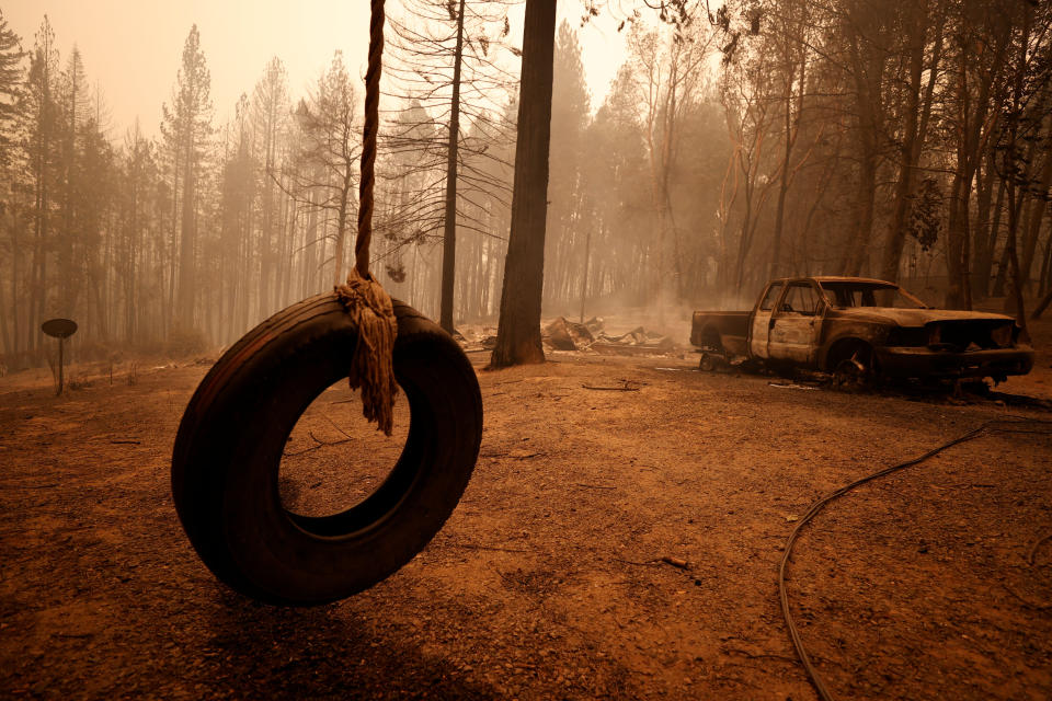 Devastation from the Bear fire in Berry Creek, California, is shown on Wednesday. (Photo: Fred Greaves / Reuters)