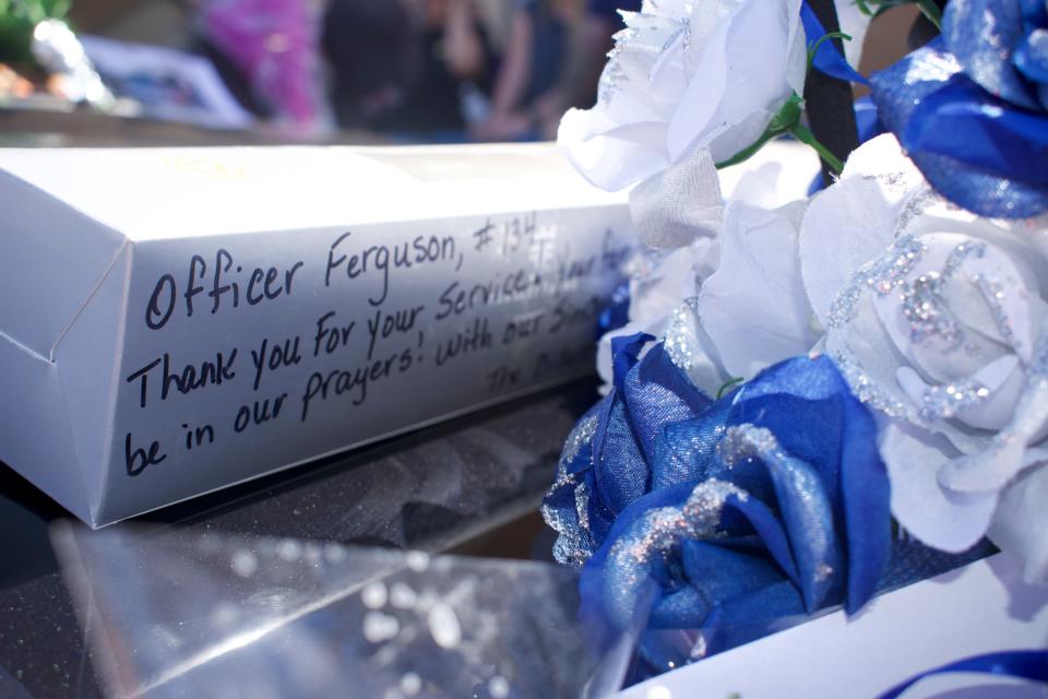 Thank you note for Officer Ferguson at a memorial for him at the press conference on Monday, July 17, 2023