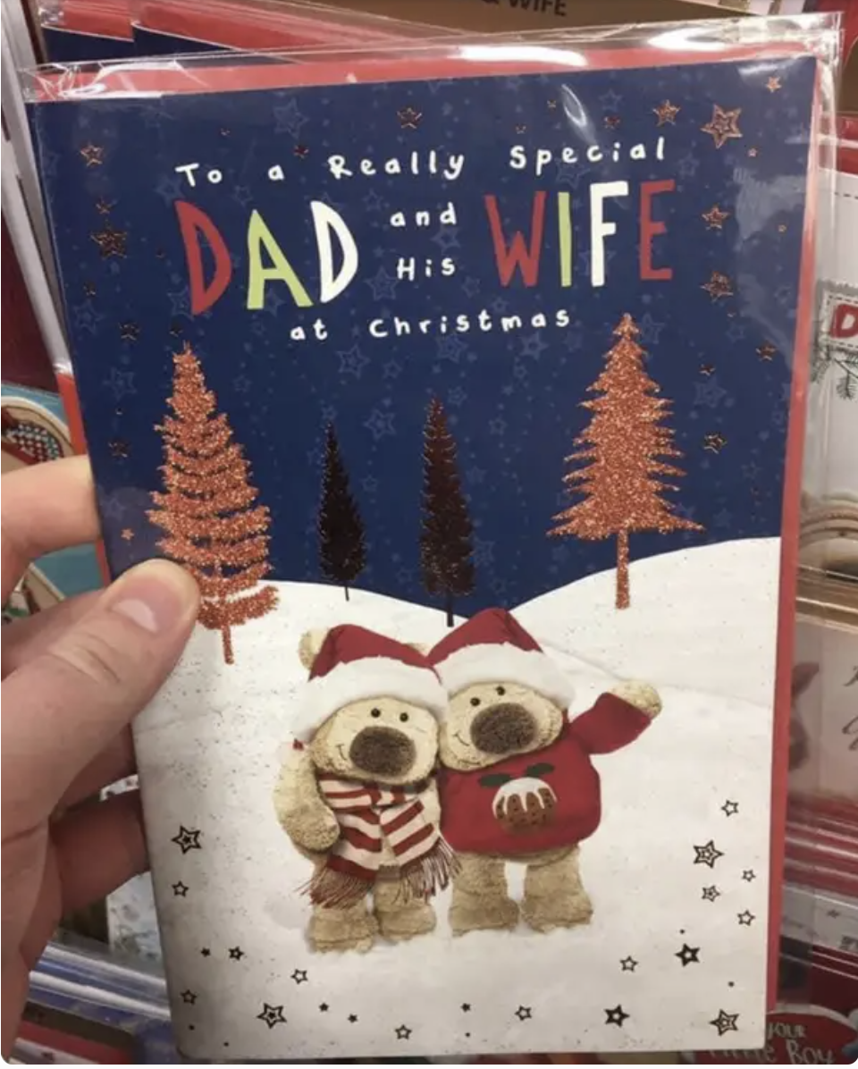 "To a really special dad and his wife at Christmas"