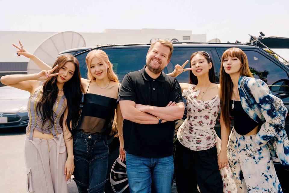 Terence Patrick/CBS  BLACKPINK and James Corden