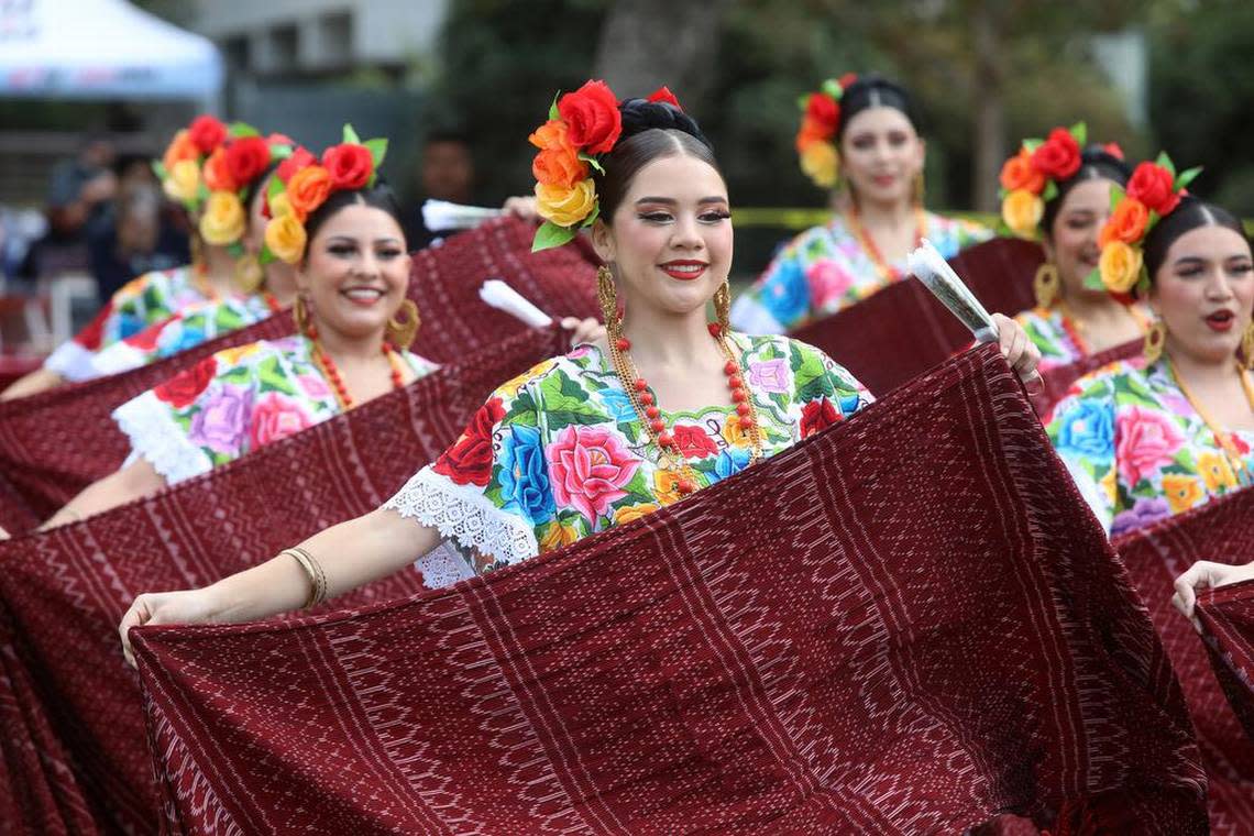 Los Danzantes de Aztlán performed dances from Yucatán during the seventh Fería de la Educación at Fresno State on Oct. 22, 2022.