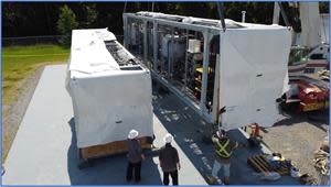 One of the SiFT lithium carbonate crystallization plant modules being lowered into position at Standard Lithium’s Demonstration Plant in El Dorado, Arkansas, USA.