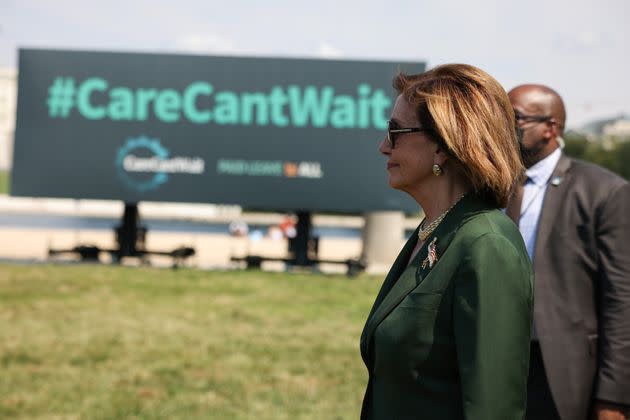 House Speaker Nancy Pelosi (D-Calif.) at a rally organized by the “Paid Leave for All” cross-country bus tour on Aug. 4, 2021, in Washington, D.C.  (Photo: Anna Moneymaker via Getty Images)