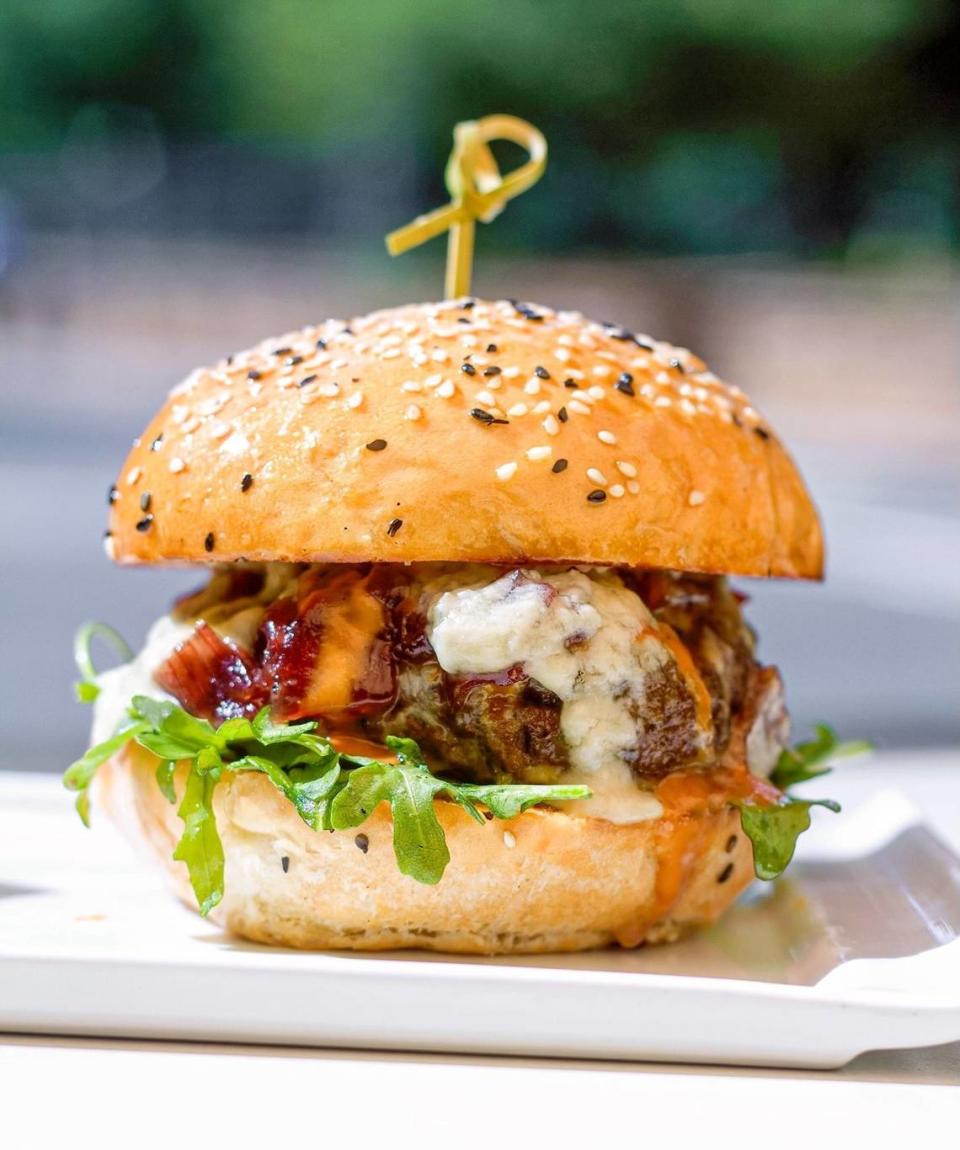 Church and Union’s Chef Jamie’s Lamb Burger is made with red onion marmalade, gorgonzola fondue, arugula, and secret sauce. Church and Union