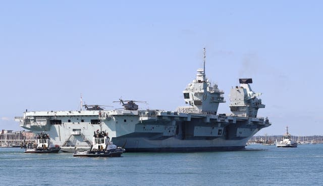 The Royal Navy aircraft carrier HMS Queen Elizabeth