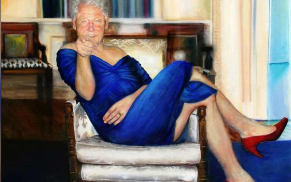 The painting of Bill Clinton, which was displayed inside Jeffrey Epstein's New York home