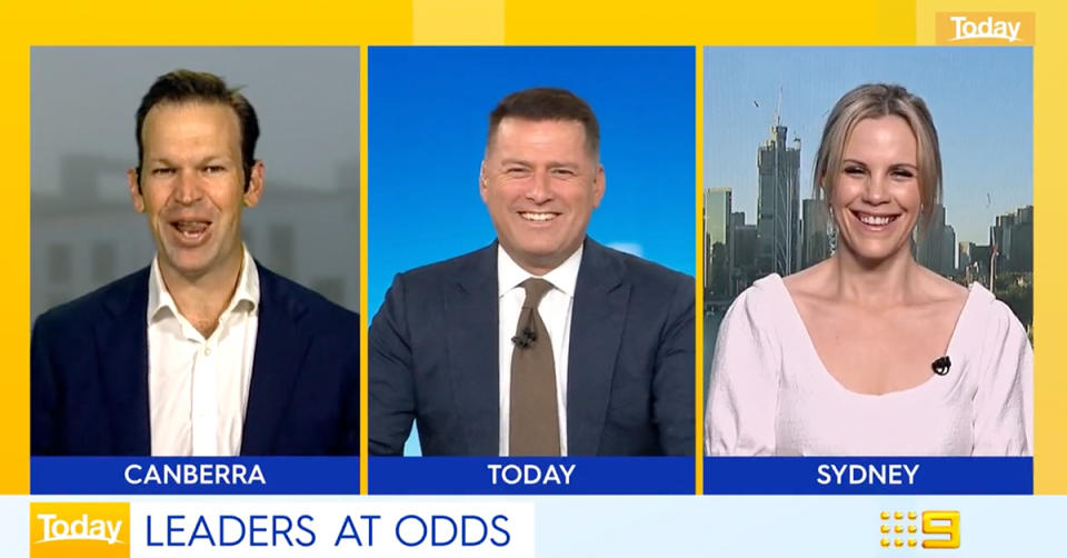 Karl Stefanovic didn't get the reaction he had hoped for when making a dad joke on the Today Show this morning. Photo: Nine