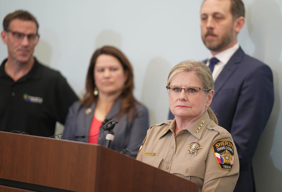 Travis County Sheriff Sally Hernandez discusses efforts to educate students about the dangers of fentanyl.