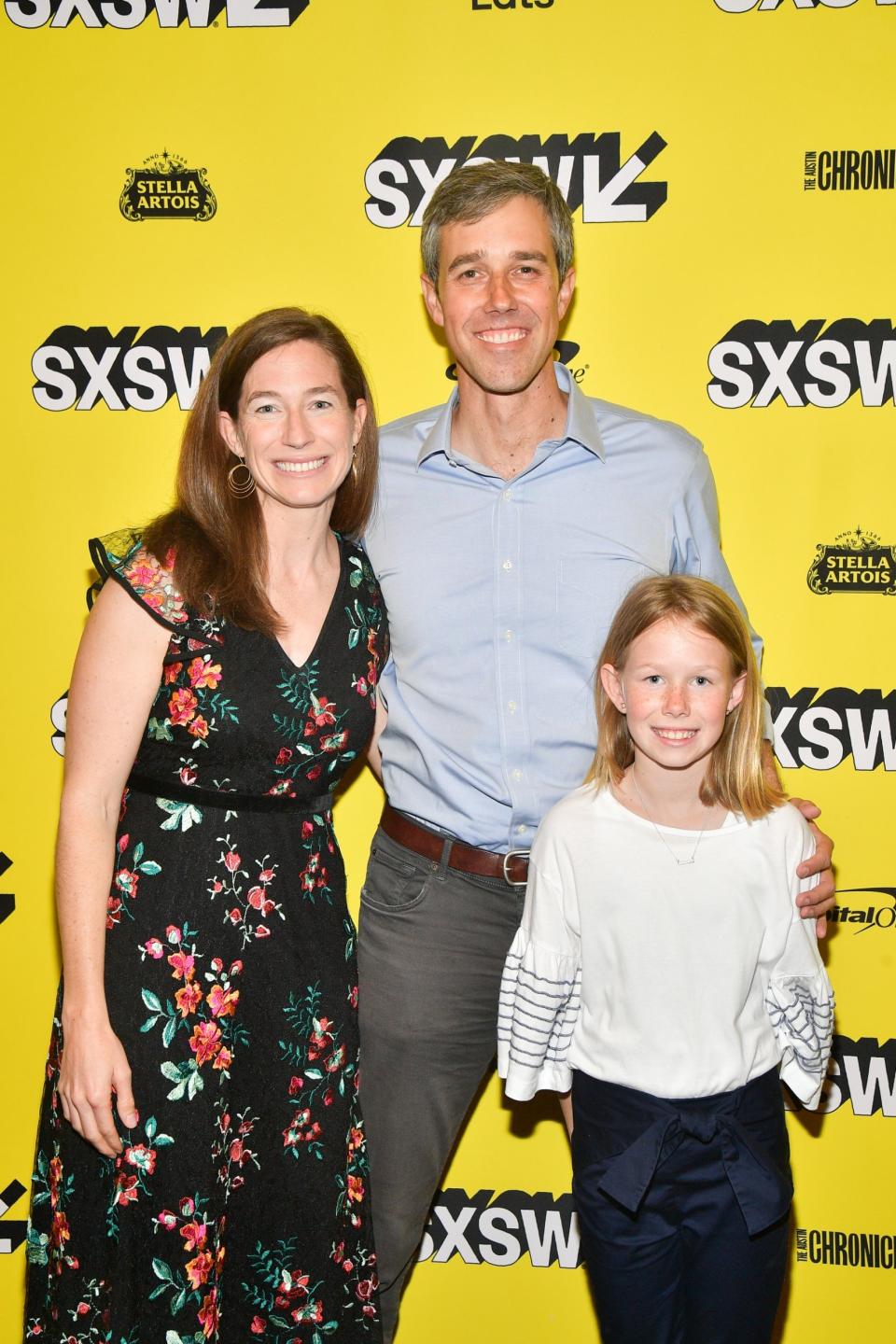 The team: right, O’Rourke, wife Amy and daughter Molly (Getty Images for SXSW)