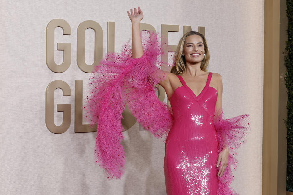 LOS ANGELES - JANUARY 8: Margot Robbie arrives on the red carpet at the 81st Annual Golden Globe Awards, airing live from the Beverly Hilton in Beverly Hills, California on Sunday, January 7, 2024, at 8 PM ET/5 PM PT, on CBS and streaming on Paramount+. (Photo by Trae Patton//CBS via Getty Images)