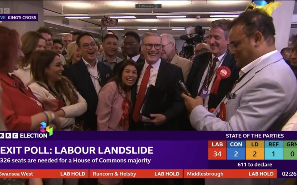 Sir Keir Starmer arrives for the count at his constituency of Holborn and St Pancras