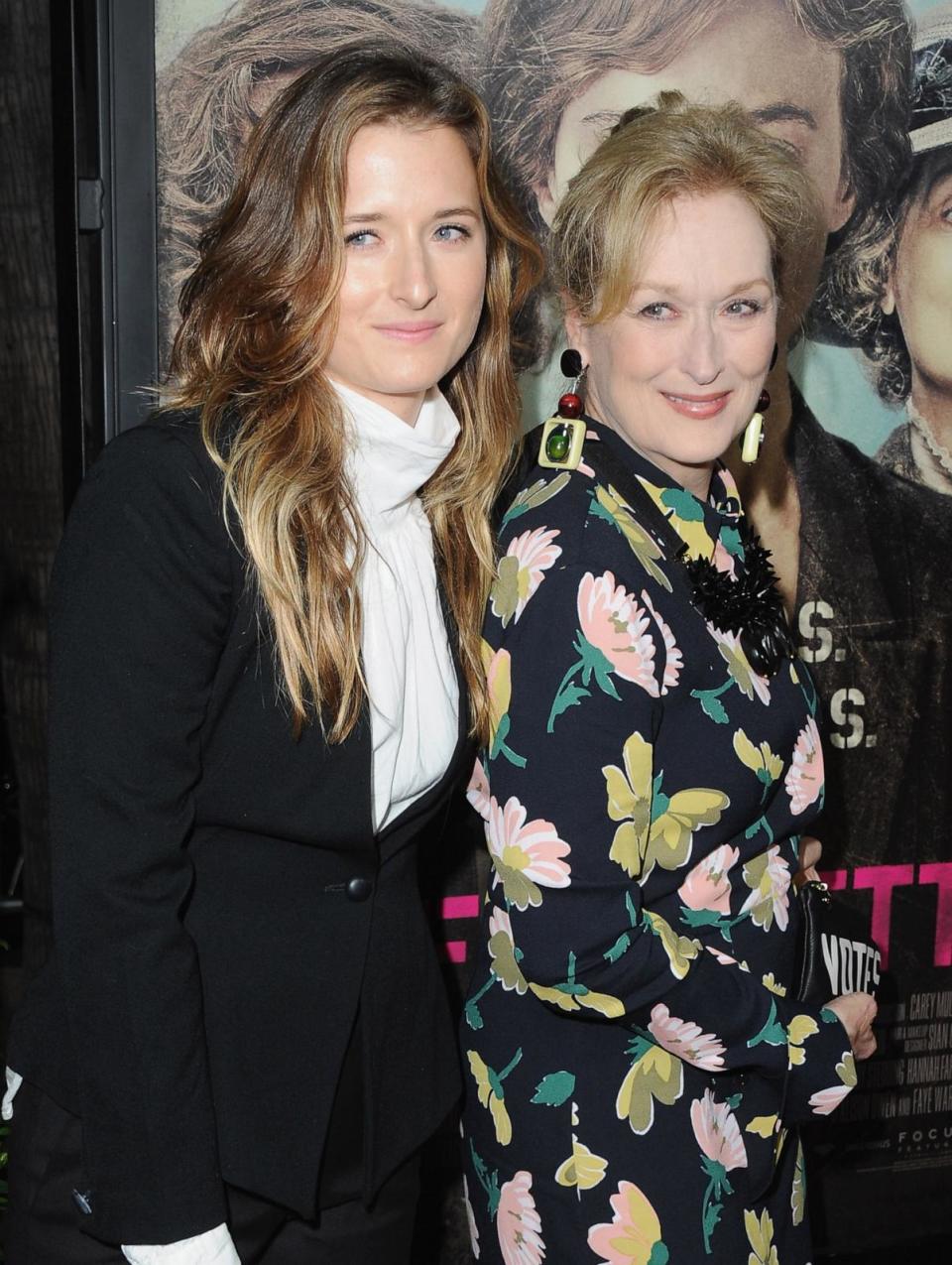 PHOTO: Grace Gummer and mom Meryl Streep arrive at the Los Angeles Premiere Of Focus Features' 'Suffragette' at Samuel Goldwyn Theater on Oct. 20, 2015 in Beverly Hills, Calif. (Jon Kopaloff/FilmMagic via Getty Images, FILE)