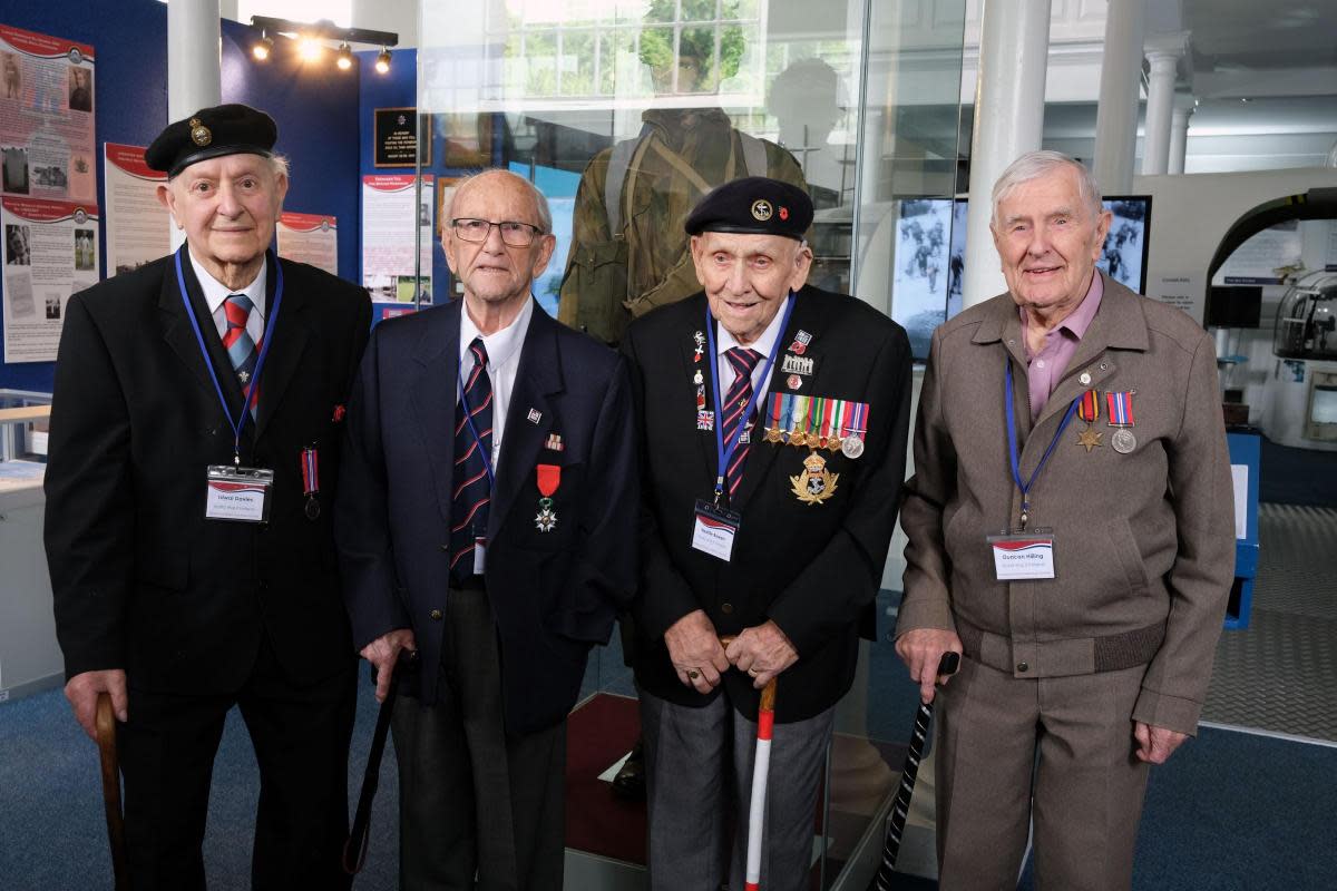 The four World War II veterans at Pembroke Dock Heritage Centre. L-R: Idwal Davies, Tony Bird, Neville Bowen, Duncan Hilling <i>(Image: Pembroke Dock Heritage Centre)</i>