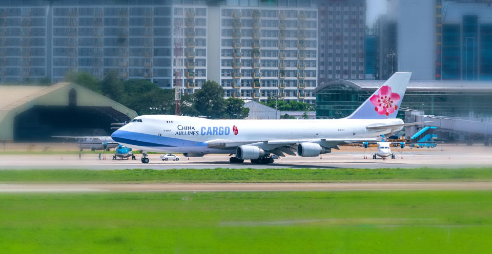 Ho Chi Minh City, Vietnam - September 11th, 2019: Airplane Boeing 747 of China Airlines Cargo landing at Tan Son Nhat International Airport, Ho Chi Minh City, Vietnam