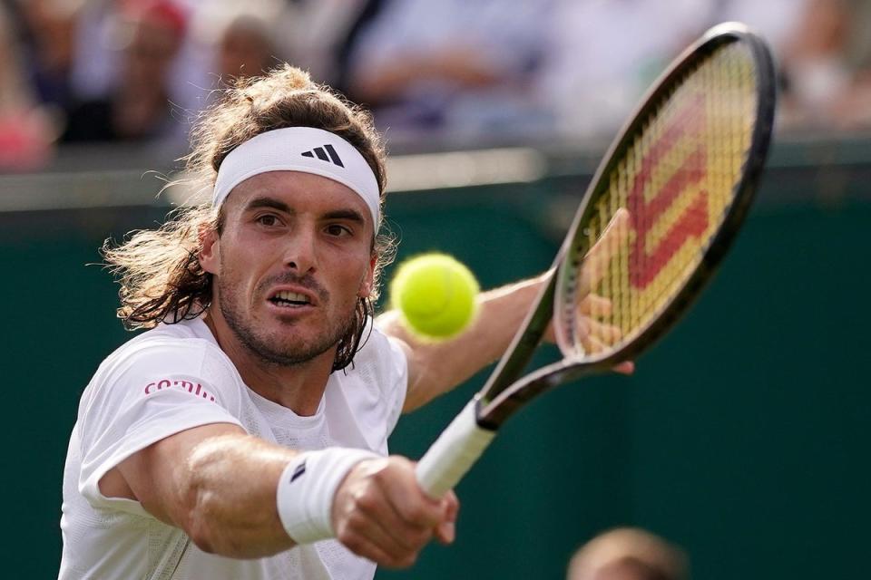 Tsitsipas battled to victory over Dominic Thiem in five sets (Alberto Pezzali/AP) (AP)