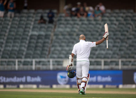 Cricket - South Africa v Sri Lanka - Third Test cricket match - Wanderers Stadium, Johannesburg, South Africa - 12/01/17 - South Africa's Hashim Amla celebrates scoring a century. REUTERS/James Oatway