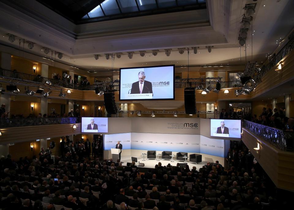 U.S. Defense Secretary Jim Mattis speaks at the opening of the 53rd Munich Security Conference in Munich, Germany, February 17, 2017. REUTERS/Michael Dalder