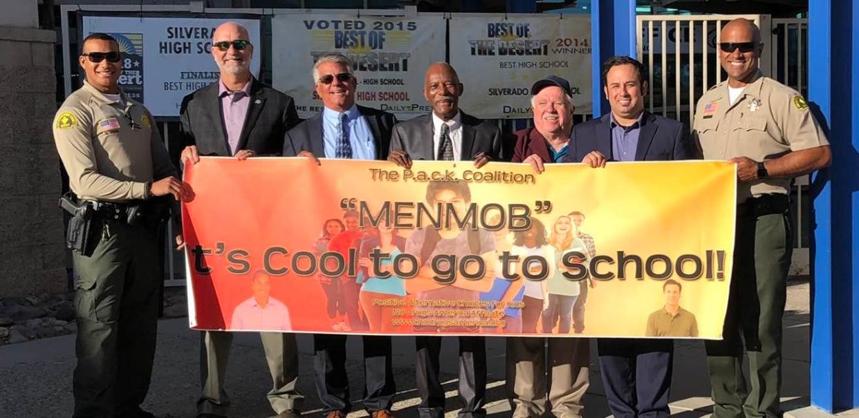 A “Men Mob” and “Mom Mob” will meet Thursday on the campus of Silverado High School in Victorville to encourage students that “It’s Cool to go to School.”