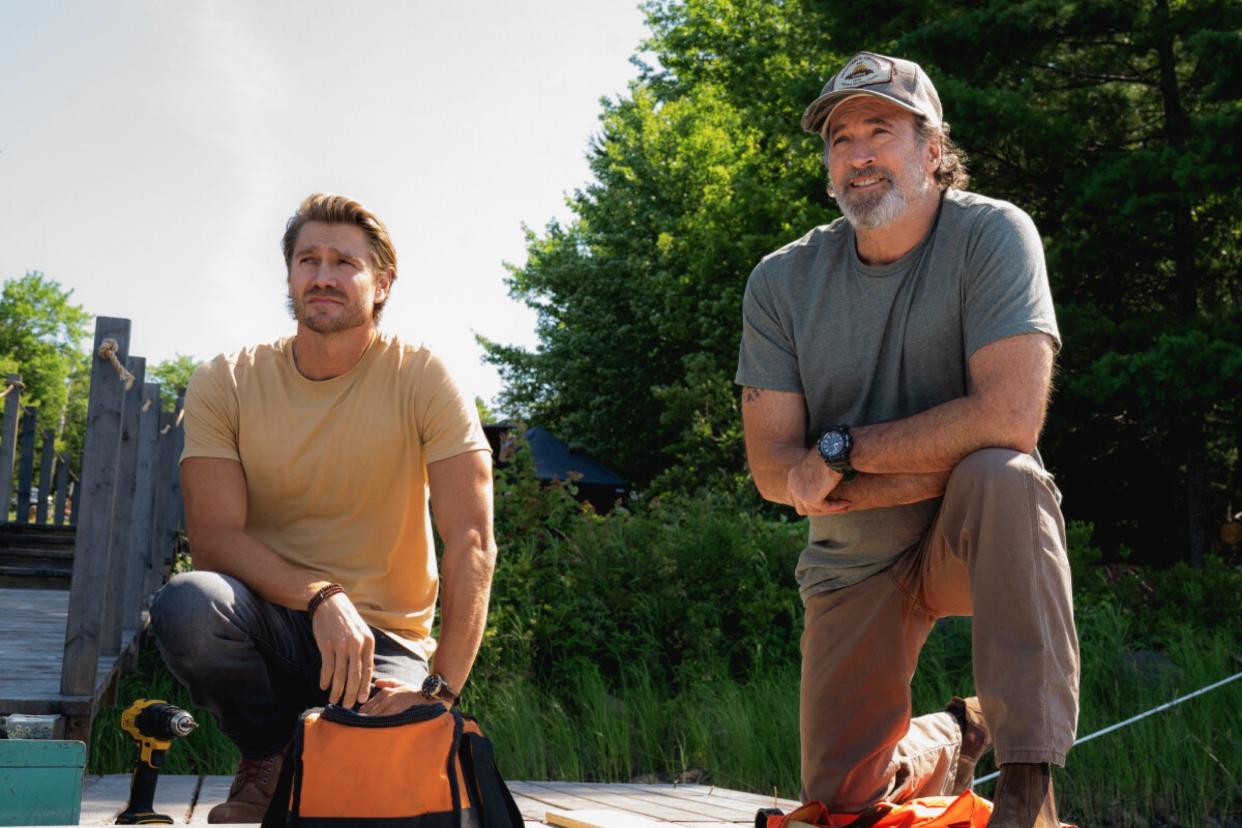 Chad Michael Murray as Cal Jones and Scott Patterson as Harry Sullivan on season one, episode three of "Sullivan's Crossing."