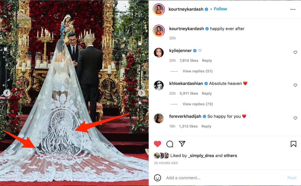 Kourtney Kardashian and Travis Barker Wedding Instagram