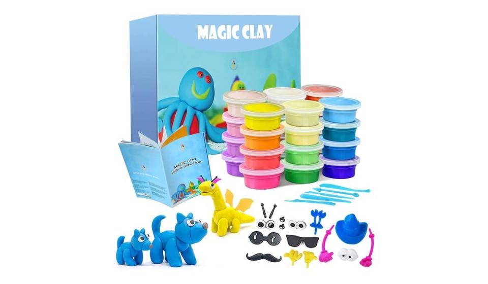 This magic clay kit comes with everything your child will need to make unique creations.