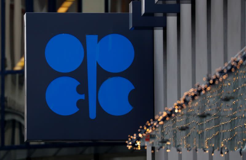 The logo of the Organisation of the Petroleum Exporting Countries (OPEC) sits outside its headquarters in Vienna