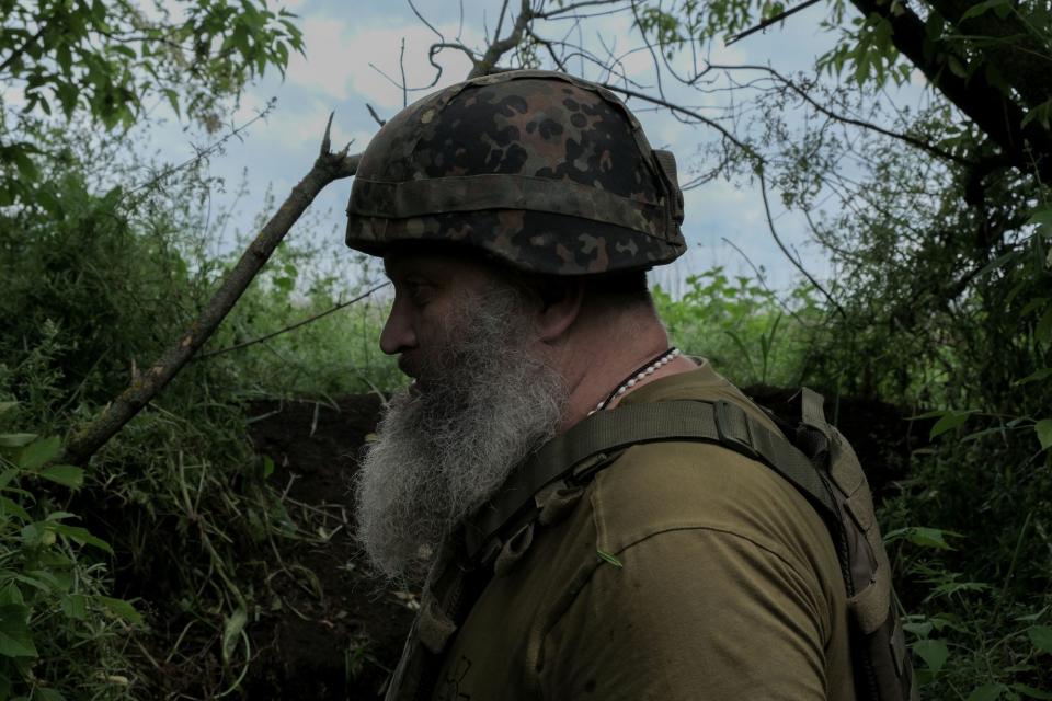 Ukrainian battalion commander "Bohun" at a firing position on the southern front line on May 23, 2023. (Francis Farrell/The Kyiv Independent)