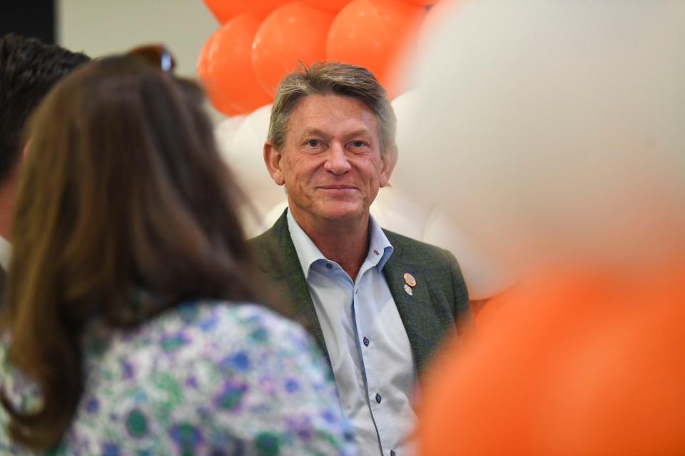 Randy Boyd, president of the University of Tennessee System, attends the ribbon cutting for the Baker School of Public Policy and Public Affairs on April 12.  Following a unanimous vote, Boyd's position has been extended by five years through June 2030.