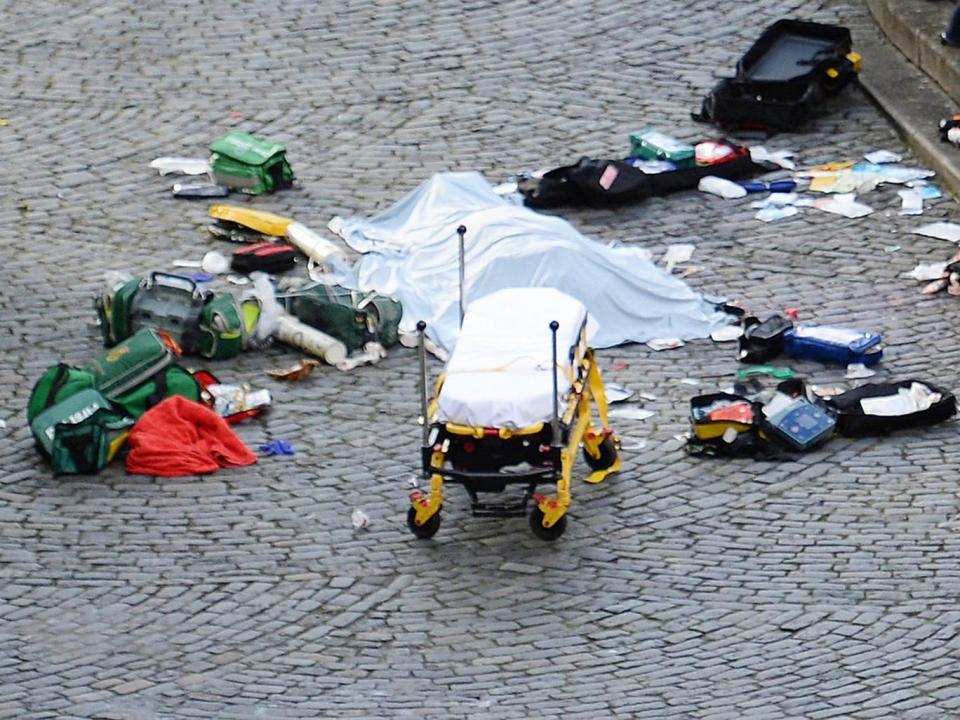 The scene where the police officer was killed in the grounds of Parliament (PA)