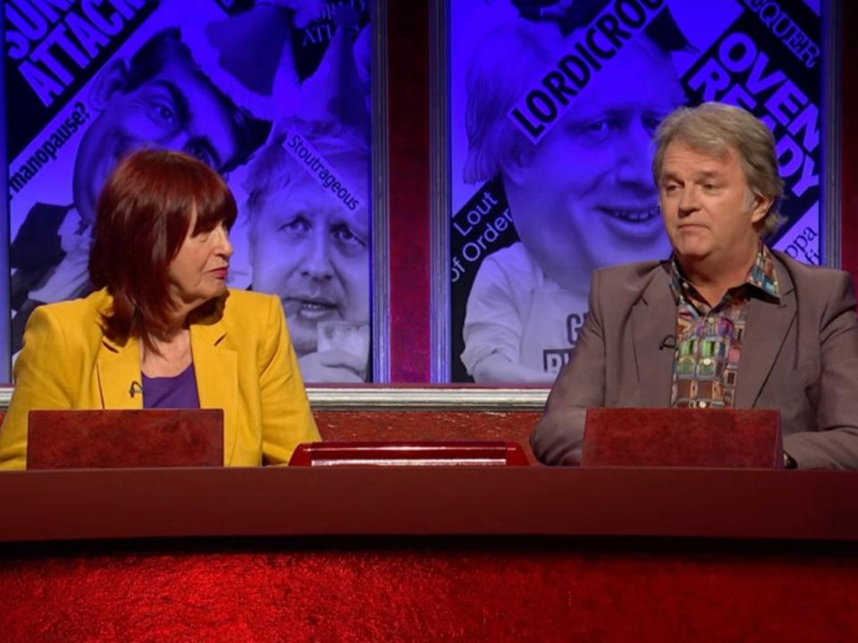 Janet Street-Porter and Paul Merton on ‘Have I Got News for You’s special Boris Johnson episode (BBC)