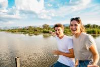 <p>They enjoyed wine while the wild elephants and other safari animals roamed free around them.</p>