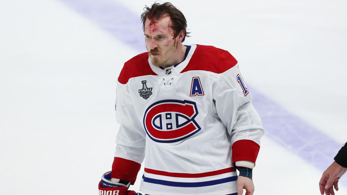 Canadiens' Brendan Gallagher bleeds from forehead after getting