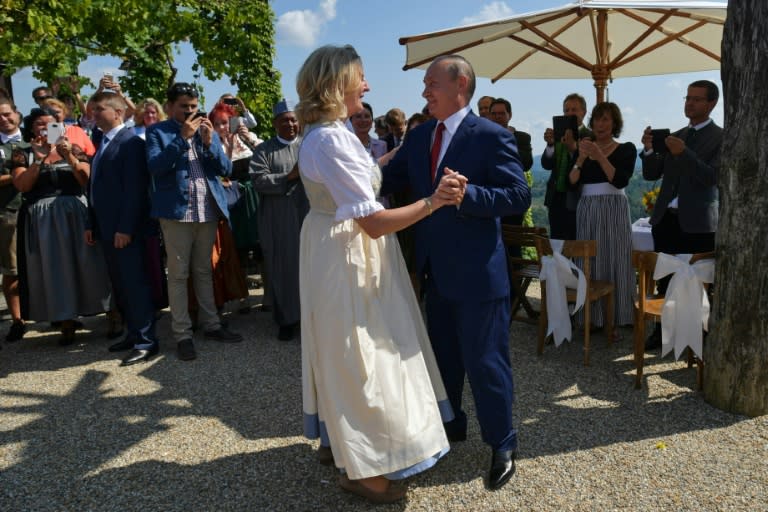 Karin Kneissl, then Austrian foreign minister, dancing with Russian President Vladimir Putin in 2018 sparked debate (Alexei Druzhinin)