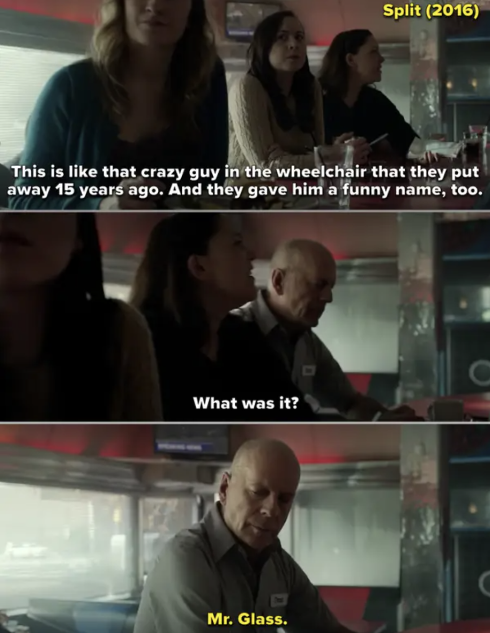 Bruce Willis's character at a diner