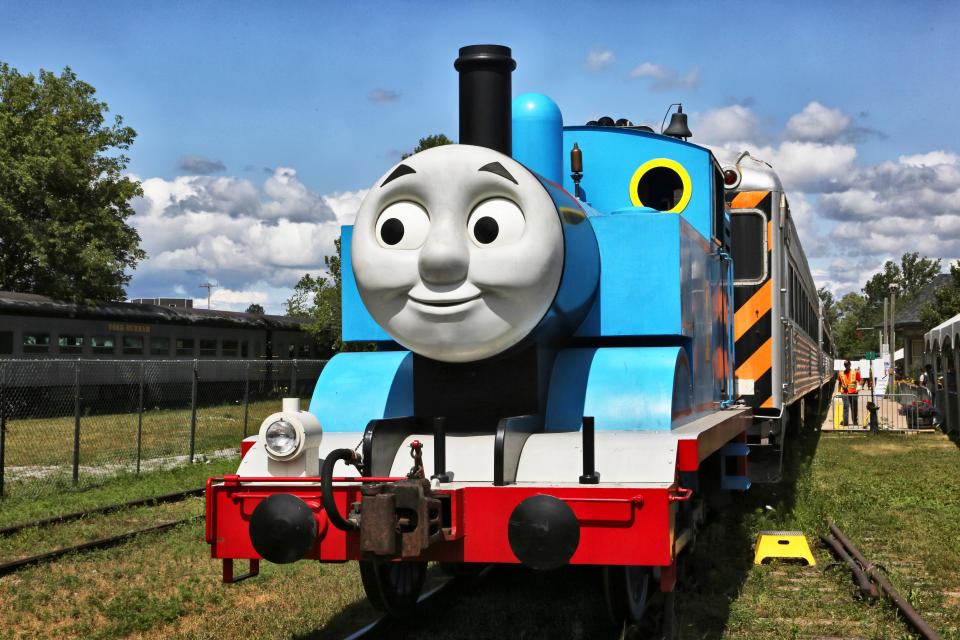 Large working replica steam engine of the popular children's storybook character Thomas the Tank Engine is seen during a 'Day out With Thomas' in Uxbridge, Ontario, Canada, August 11, 2019. (Photo by Creative Touch Imaging Ltd./NurPhoto via Getty Images)