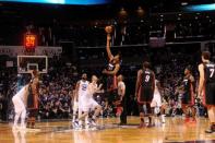 Apr 29, 2016; Charlotte, NC, USA; Miami Heat center Hassan Whiteside (21) and Charlotte Hornets forward Frank Kaminsky (44) tip off game six of the first round of the NBA Playoffs at Time Warner Cable Arena. Mandatory Credit: Sam Sharpe-USA TODAY Sports