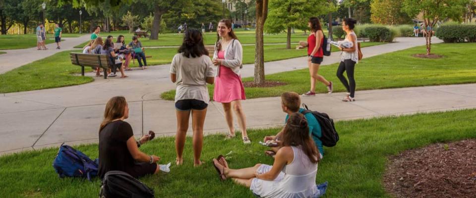 Students outside of campus