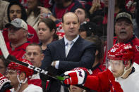 Washington Capitals head coach Todd Reirden watches during the second period of an NHL hockey game against the New Jersey Devils, Thursday, Jan. 16, 2020, in Washington. (AP Photo/Al Drago)