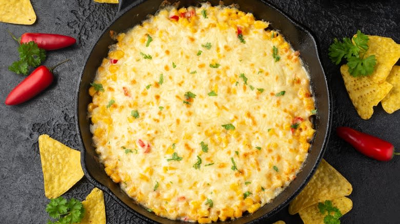 Korean corn cheese in skillet