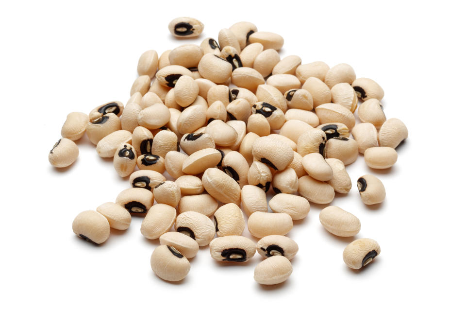 Black eyed beans with cowpeas isolated on white background