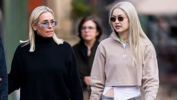 PHOTO: Yolanda Hadid (L) and Gigi Hadid are seen in NoHo, April 22, 2022, in New York City. (Gotham/GC Images via Getty Images)