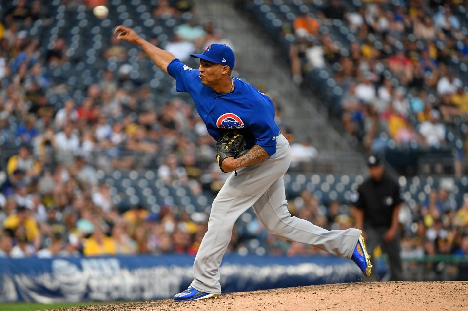 Leonys Martin delivers a pitch in the eighth inning during the game against the Pittsburgh Pirates at PNC Park on Monday. (Photo by Justin Berl/Getty Images)