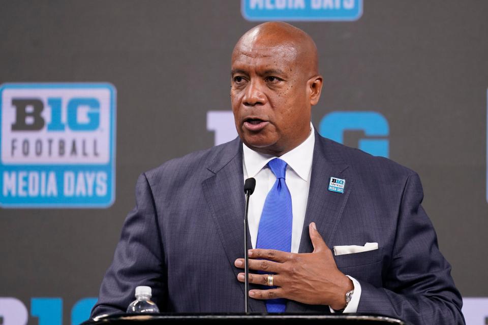 Big Ten commissioner Kevin Warren addressed several issues as he spoke Tuesday at the league's annual football meetings in Indianapolis.