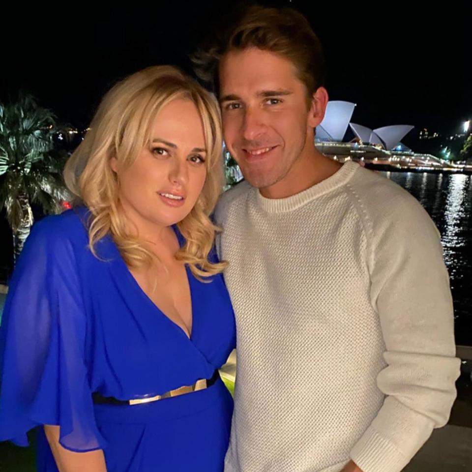 Hugh Sheridan and Rebel Wilson in front of the Opera House