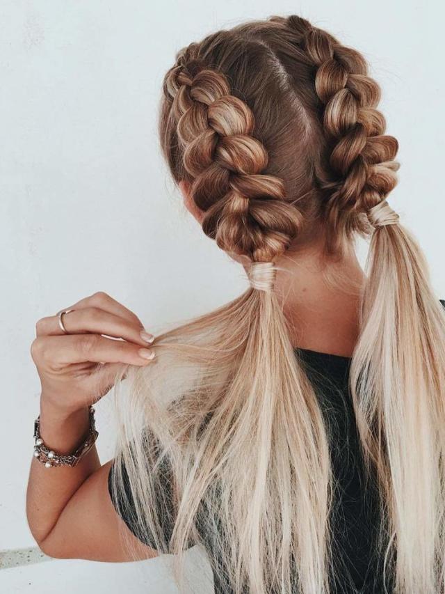 French Braid Pigtails [Brown]