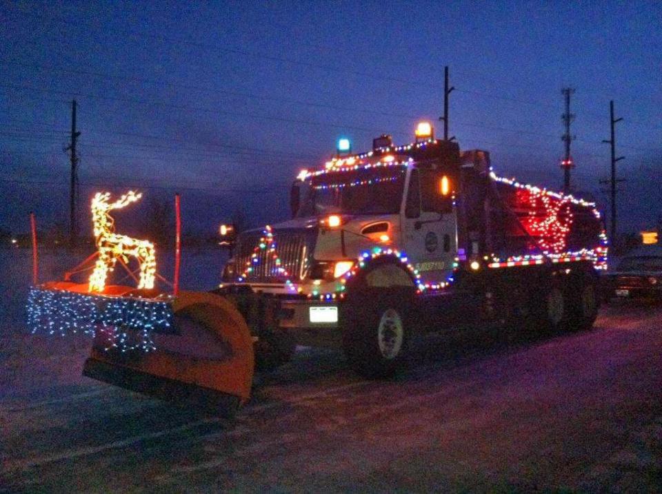 A Pueblo West Metro District snowplow  decked out in holiday lights for last year's Holiday in Lights Parade.