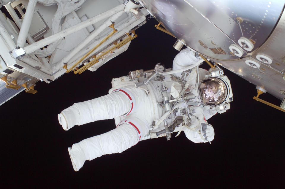 Expedition 20 flight engineer Nicole Stott participates in the STS-128 mission's first spacewalk as construction and maintenance continue on the International Space Station in 2009.<span class="copyright">Courtesy NASA</span>