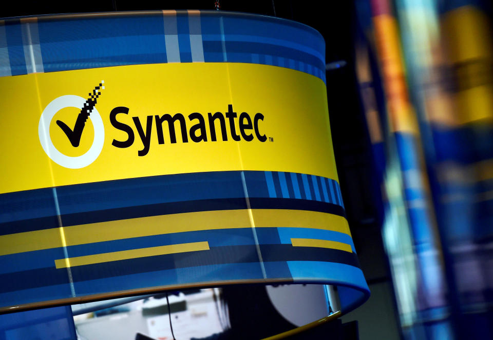 FILE PHOTO: The Symantec booth is seen during the 2016 Black Hat cyber-security conference in Las Vegas, Nevada, U.S. on August 3, 2016. REUTERS/David Becker/File Photo